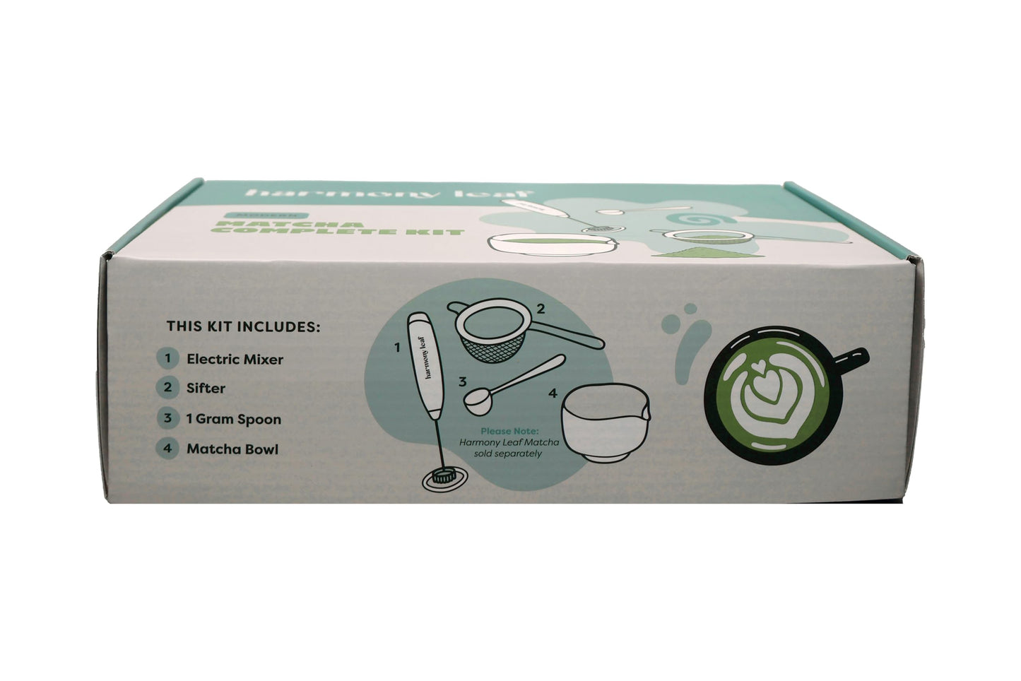 Modern Matcha Complete Kit, 4 Piece Set with Sifter, One Half Teaspoon Scoop, Ceramic Bowl and Electric Milk Frother