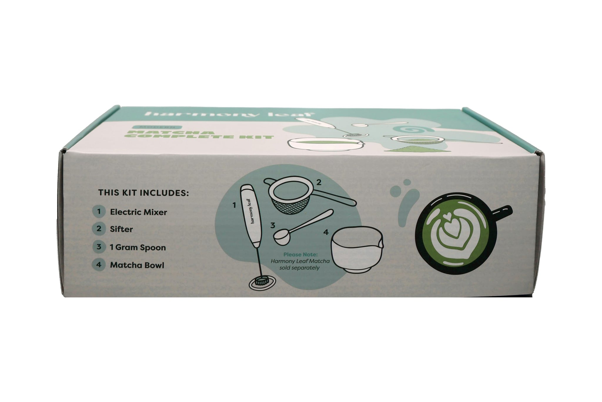 Modern Matcha Complete Kit, 4 Piece Set with Sifter, One Half Teaspoon Scoop, Ceramic Bowl and Electric Milk Frother