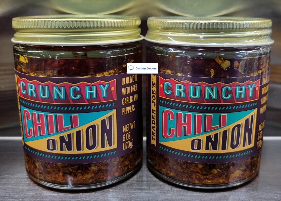 Trader Joe's2 Crunchy Chili Onion in Olive Oil with Dried Garlic and Peppers 6oz 170g (Two Bottles)