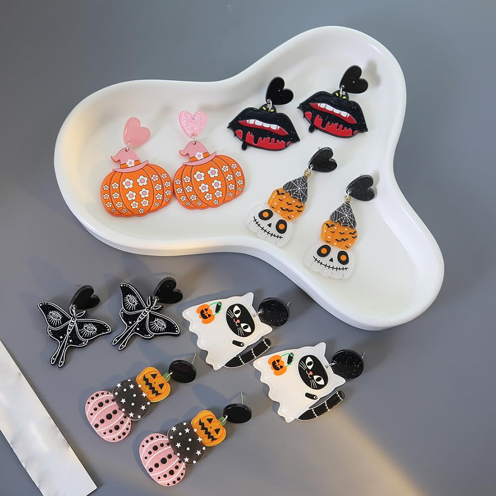 Cartoon pumpkin earrings, ghost earrings, love lips acrylic earrings earrings (Style 11)