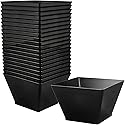 Lillian Tablesettings Black Plastic Square Bowls, 8 oz Small Disposable Serving Bowls for Appetizers, Desserts & Dips, Heavyweight BPA-Free, 20 Count
