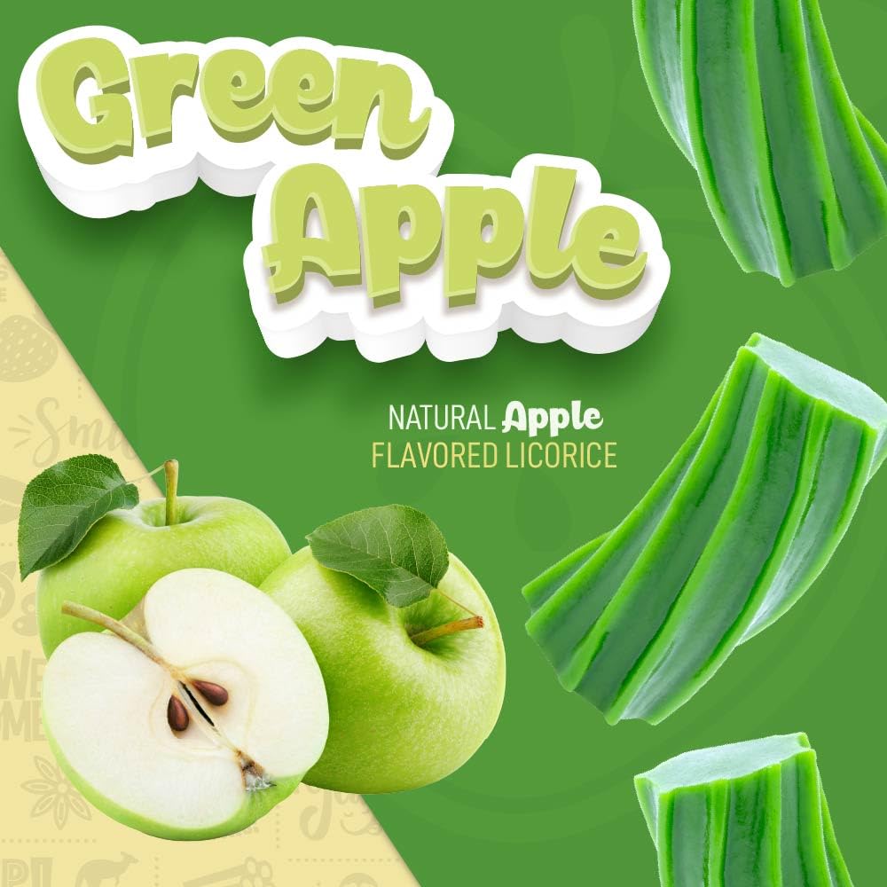 Wiley Wallaby Licorice 24 Ounce Classic Gourmet Soft & Chewy Australian Green Apple Licorice Candy Twists, 1 Pack