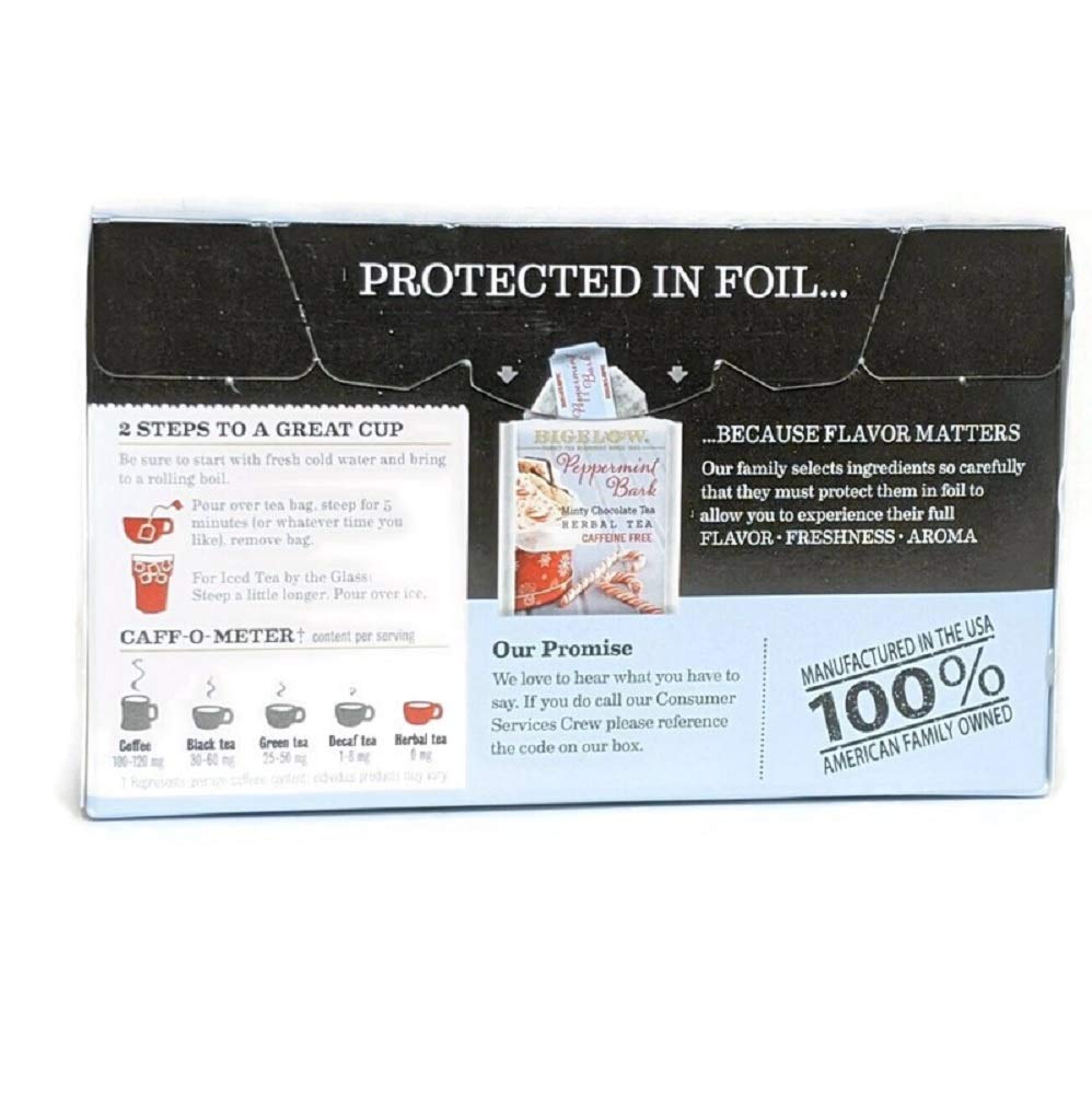 Bigelow Peppermint Bark Mint Chocolate Herb Tea (Pack of 2)