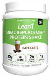 N53 Lean1 Meal Replacement Protein Powder, Cafe Latte Flavor, 15 Serving tub, No Sugar Added