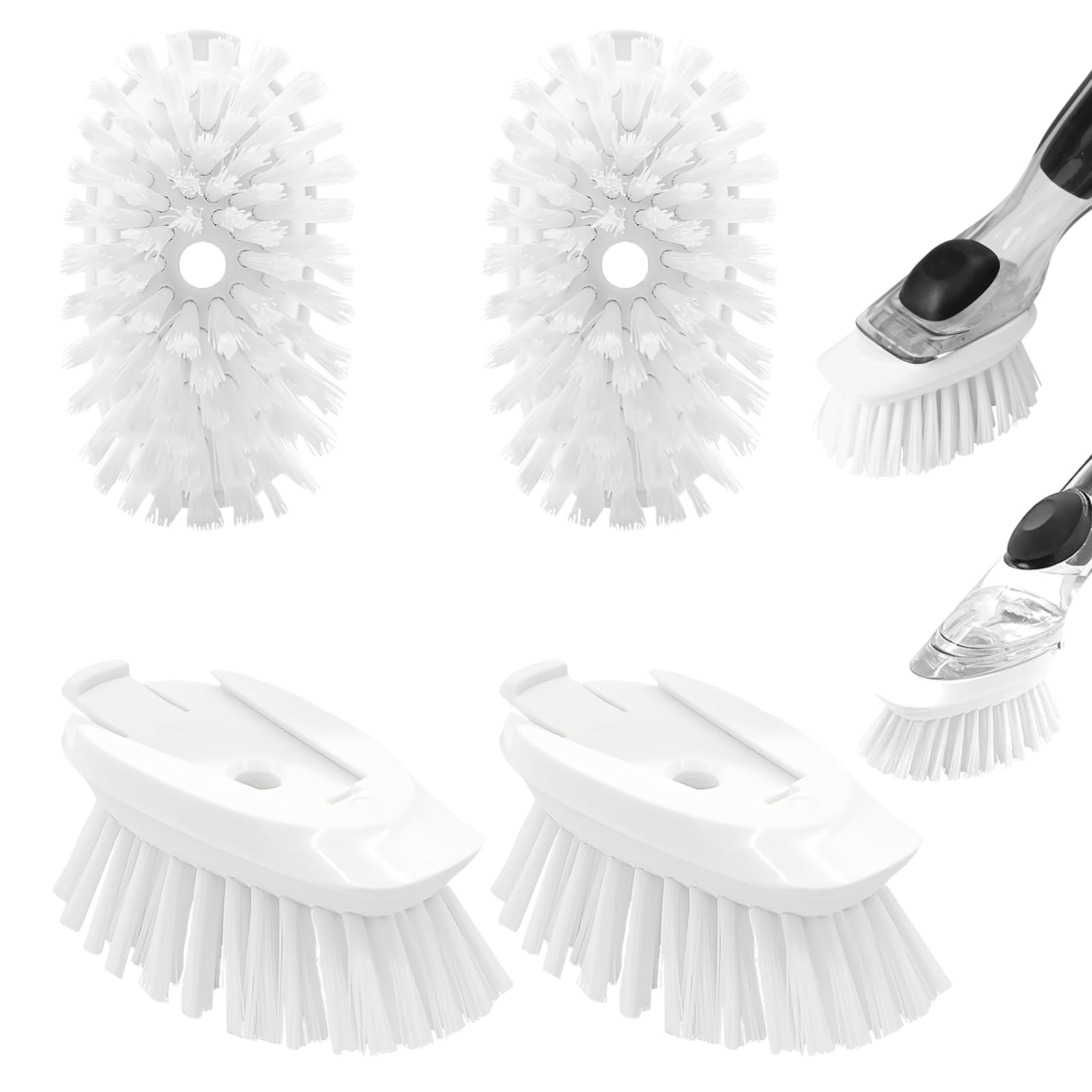 Dish Brush Refill, 4 Pack Dish Brush Replacement Head for OXO Dish Brush, Brush Dispenser Refill Fits Soap Dispensing Handle
