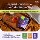 Cortisol Calm Tea - 9-Herb Relaxation Formula - Ashwagandha Chamomile Lavender Lemon Balm Rooibos Passion Flowers Linden Flowers Rose Licorice - Vegan