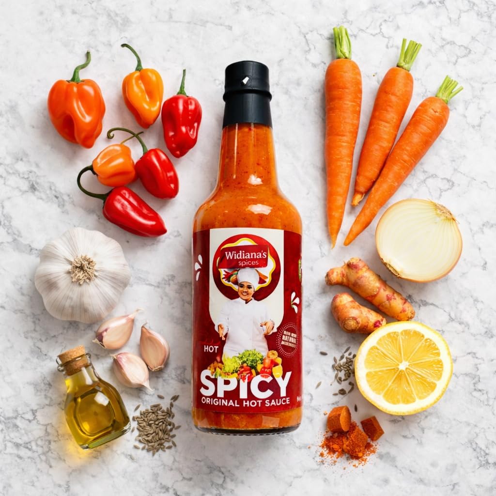 Widiana's Original Hot Sauce - 3 fl oz | Caribbean Style Spicy Pepper Sauce | Made with Fresh Hot Peppers, Turmeric & Garlic | All Natural Ingredients