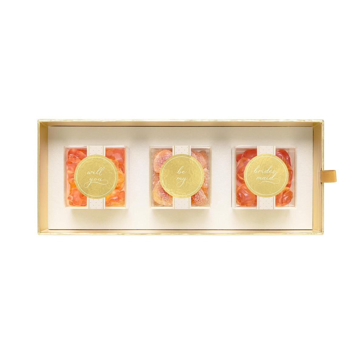 Sugarfina Will You Be My Bridesmaid 3 Piece Candy Bento Box | Champagne Bears, Peach Bellini, But First, Rosé Roses