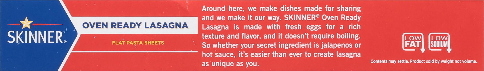 Skinner Oven-Ready Lasagna Pasta, (8 oz Each) - No-Boil, Easy-to-Layer Sheets for Homemade Lasagna
