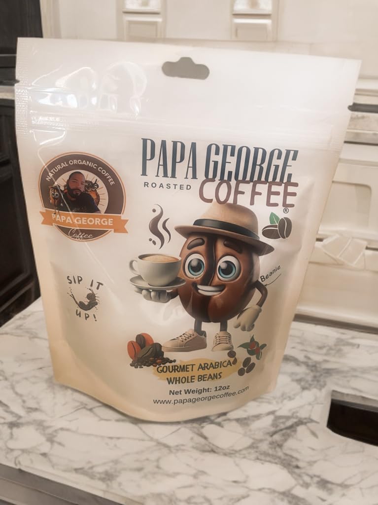 Papa George Gourmet Arabica Coffee Whole Beans, Colombian, Butterscotch Toffee Flavor, 12 oz