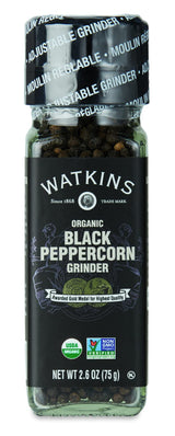 Watkins Organic Black Peppercorn Grinder, 2.6 Ounce