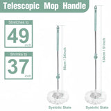 Spin Mop Replacement Handle, Upgraded Reinforced Locking 360° Spinning Adjustable Cleaning Mop, 2 Reinforced Locking Telescopic Rods + 3 Reusable