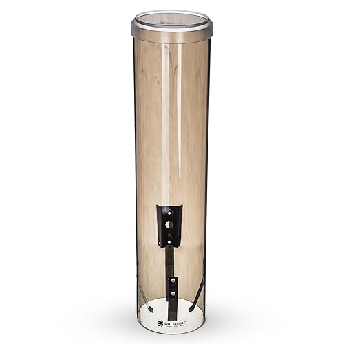San Jamar Large Pull-Type Cup Dispenser 6-12 Oz. Flat Cups, 4.5 - 7 Oz Cone Cupz with Flip Cap for Restaurants, Home, and Office, Plastic, 16 Inches