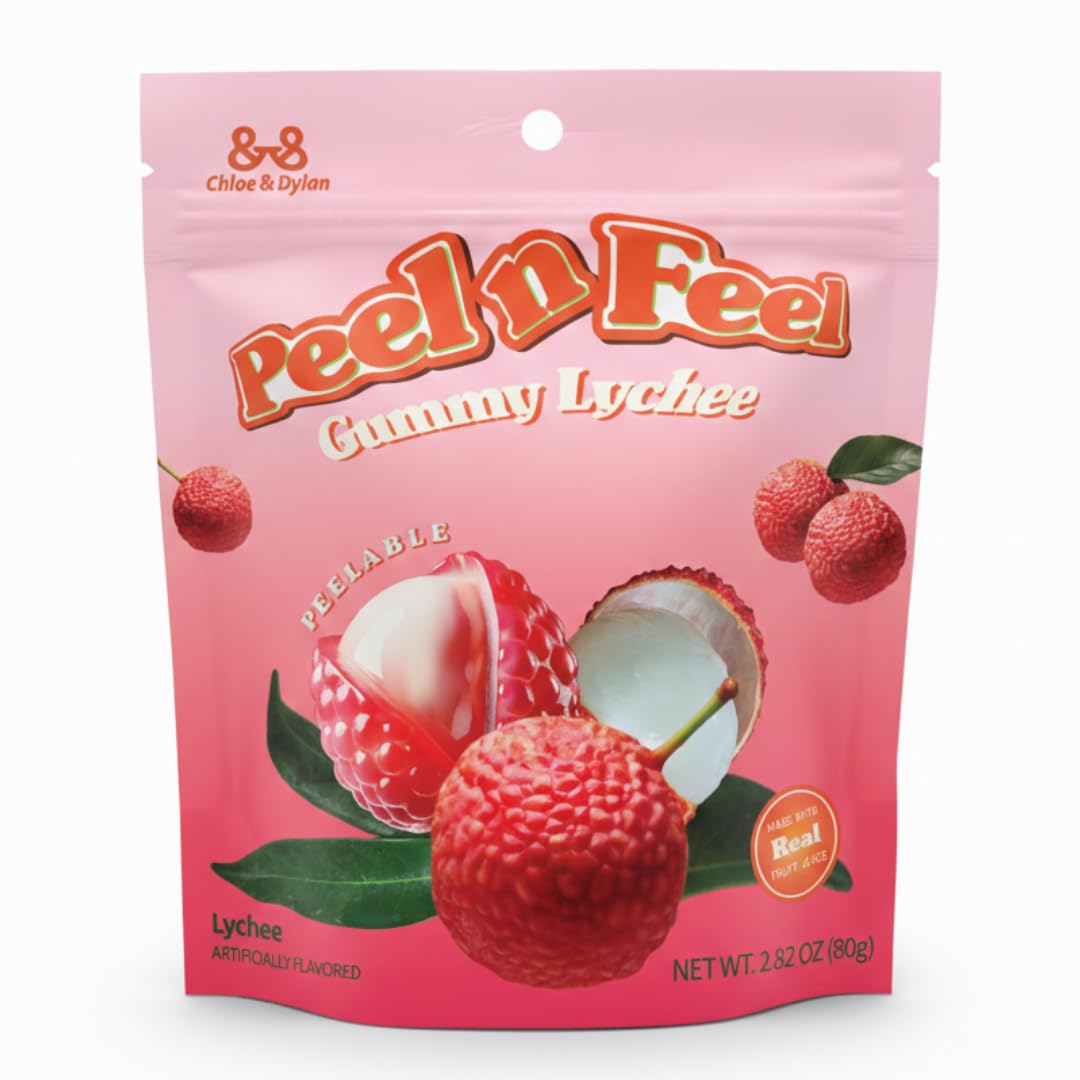Peel n Feel Gummy Lychee Jelly, Peelable Gummies with Real Lychee Juice, 3 packs 8.47oz