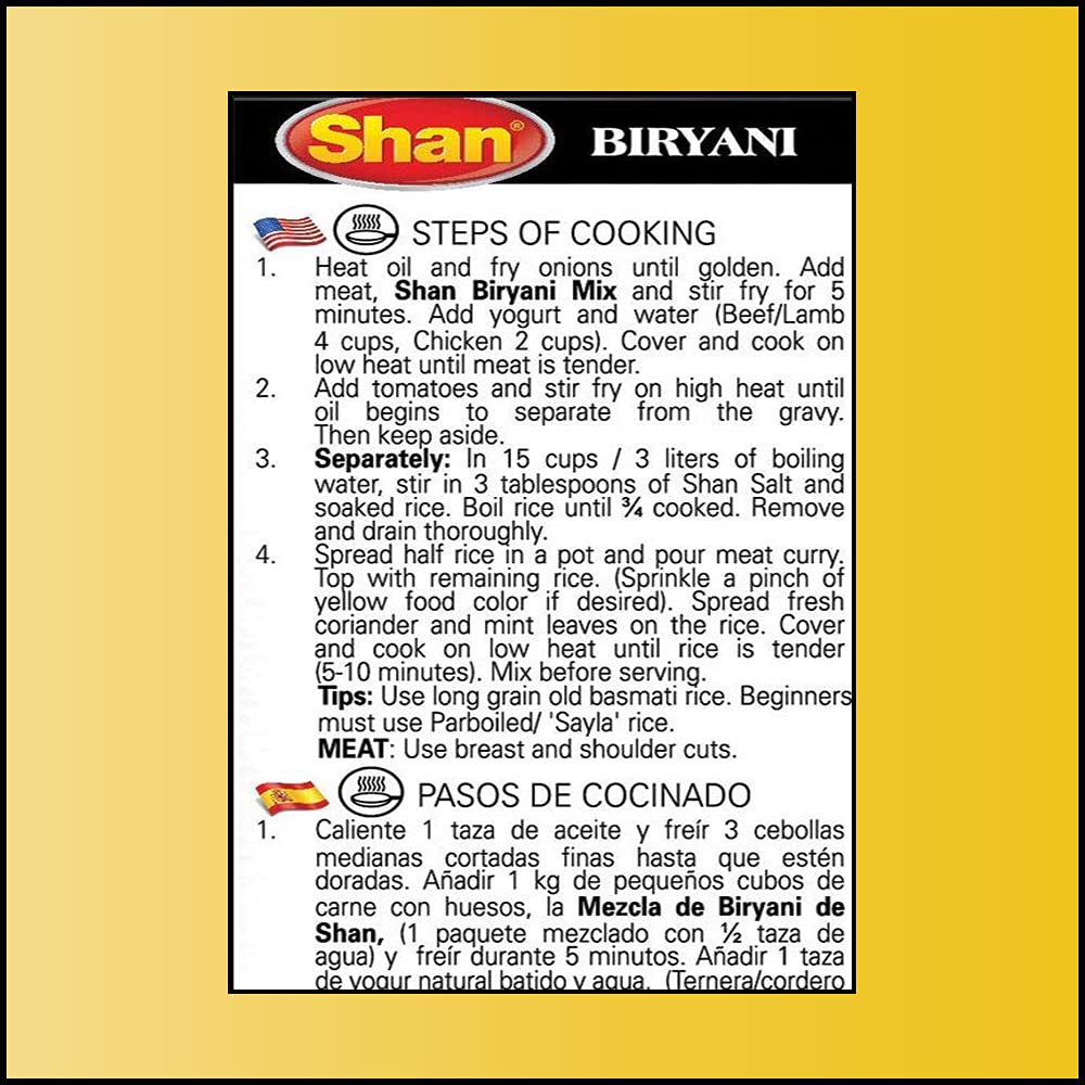 Shan - Biryani Masala Seasoning Mix (50g) - Spice Packets for Spicy Meat Layered Pilaf