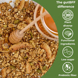 GutBFF Low Sugar Granola - Gluten Free Healthy Granola with Lion’s Mane Mushroom & Baobab Superfruit for Gut Health - 5g Sugar Breakfast Granola