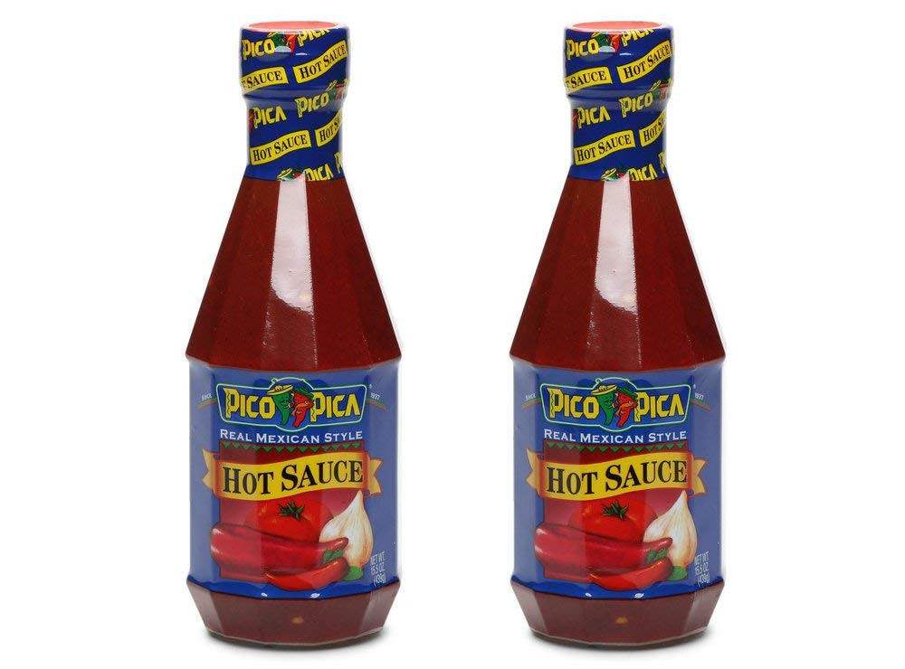 Pico Pica Mexican Hot Sauce 2 Pack - HOT - 15.5 Oz (2 Large Plastic Bottles) - SET OF 2