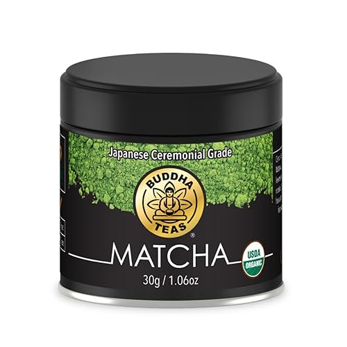 Buddha Teas - Organic Matcha Powder - Japanese Ceremonial Grade - For Health & Wellbeing - With Antioxidants & Minerals - Clean Ingredients