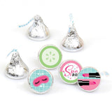 Big Dot of Happiness Spa Day - Girls Makeup Party Round Candy Sticker Favors - Labels Fit Chocolate Candy (1 Sheet of 108)