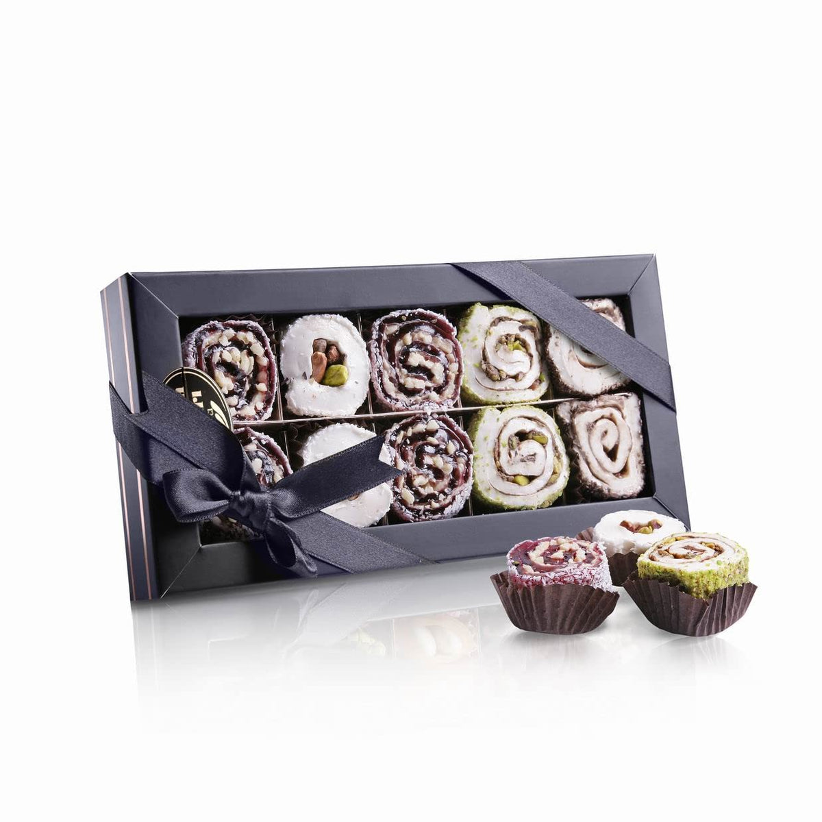 Malatya Pazari Assorted Turkish Delight Gift Box, Fruit Jelly Candy with Nuts, 4 Flavor Mix (Hazelnut, Pistachio, Blackberry, Chocolate), Sweet Treat