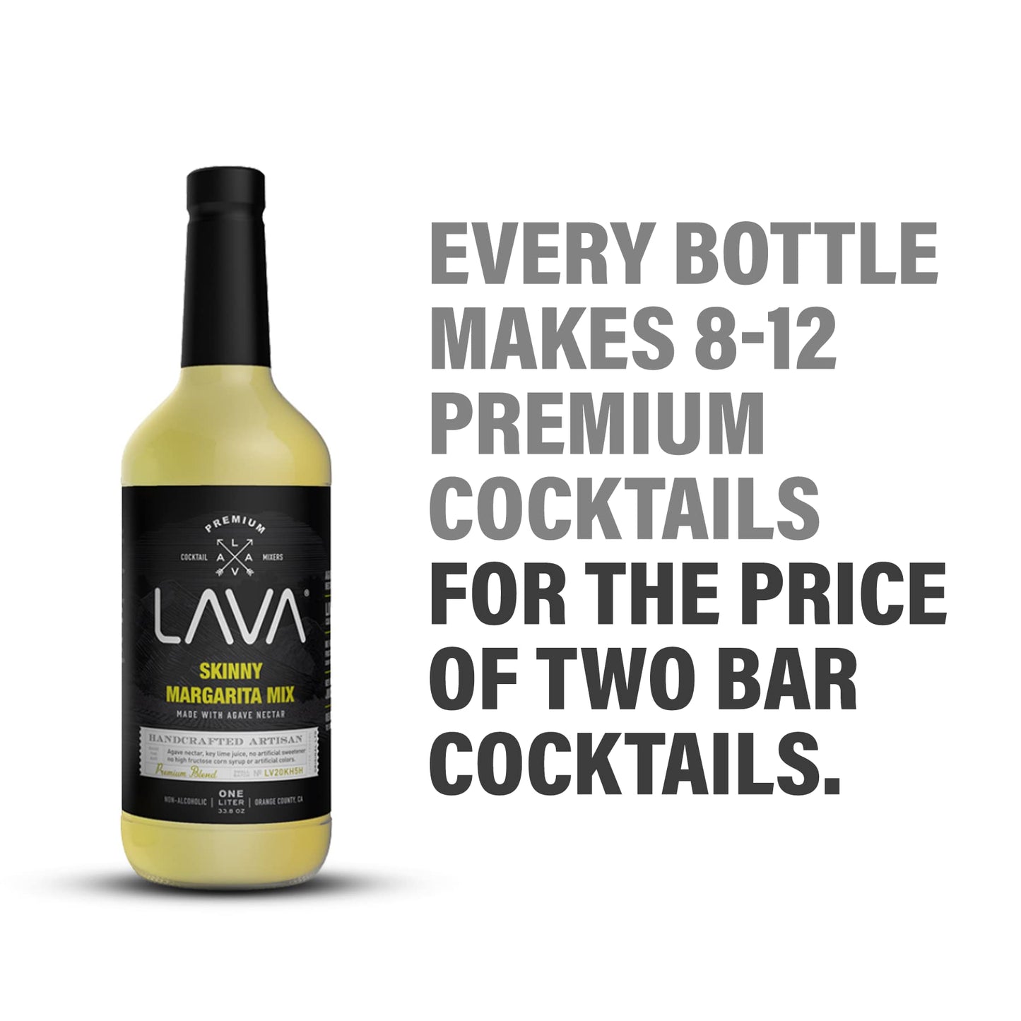 LAVA Premium Skinny Margarita Mix by LAVA Craft Cocktail Co., Low Calorie Margarita Mix Made with Key Lime Juice, Agave, No Artificial Sweeteners