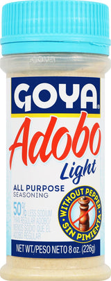 Adobo All Purpose Seasoning Light with Pepper by Goya, Poultry, Seafood, Meat, and Vegetable Seasoning, Latin Spice Blend, Mexican Seasoning, 8oz