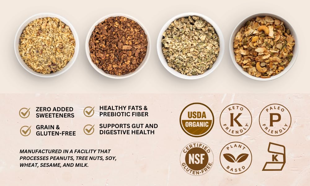 Struesli Organic Granola Variety Pack, Grain Free, 4 Flavors, 4 x 9 Oz