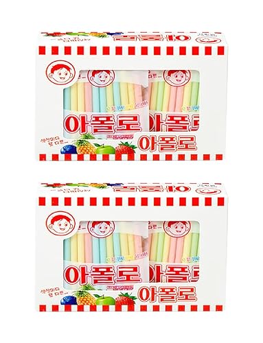 [Pack of 2] Korean Snack Apollo Straw Candy (10g x 18 packs) - Assorted Flavor Korean Snack Old School Childhood