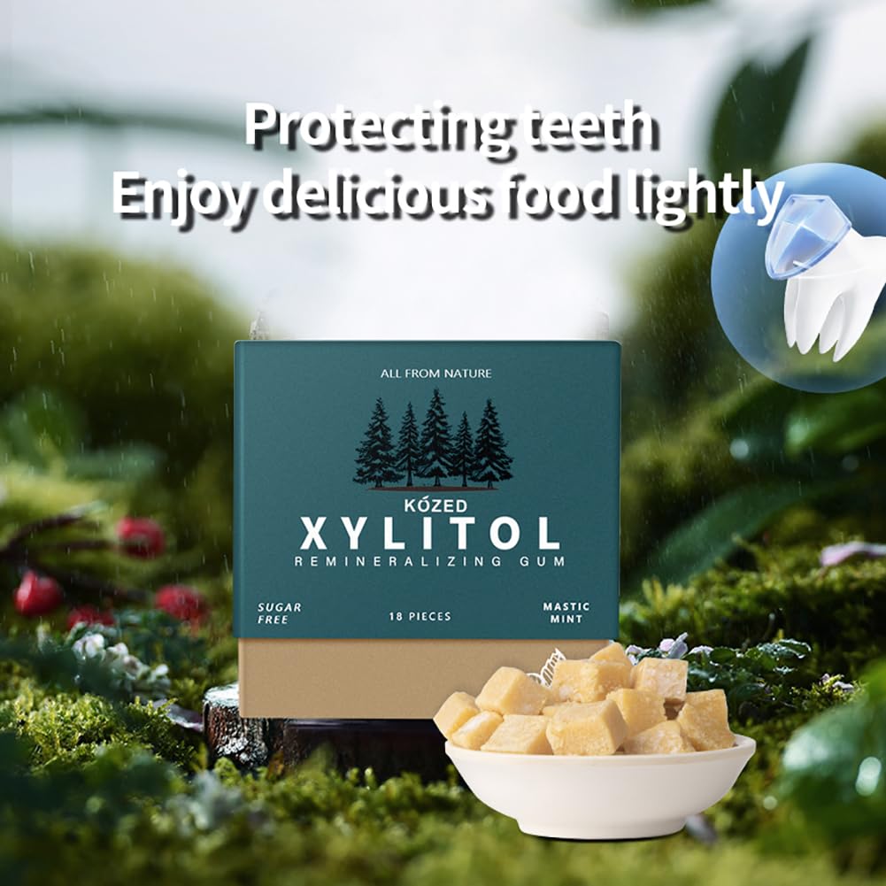 Remineralizing Gum, Mastic Mint, Sugar Free with Xylitol Hydroxyapatite, 18 Count (Pack of 4), 72 Pieces