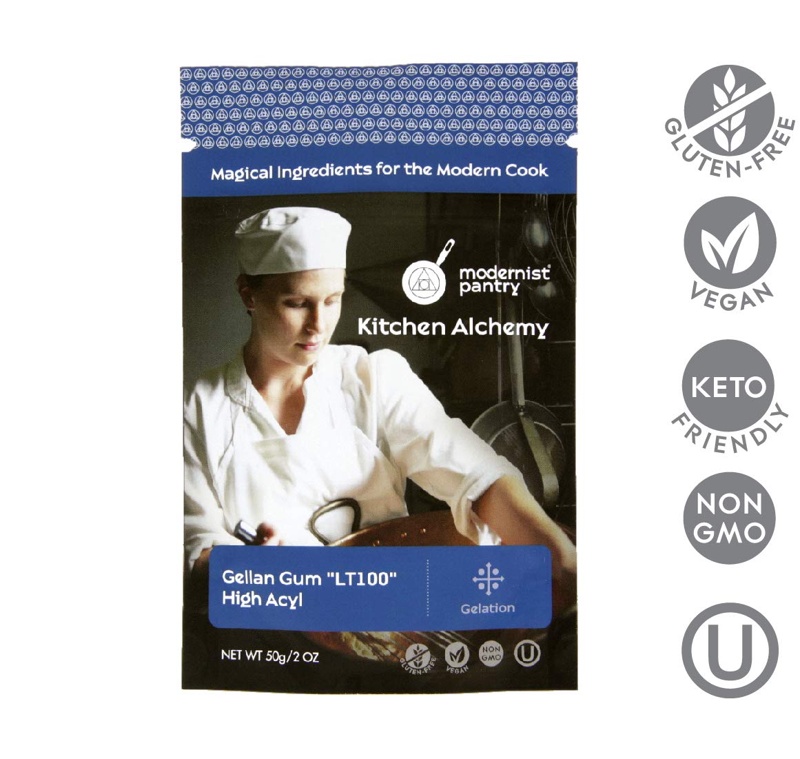 Pure Gellan Gum LT100 - High Acyl ? Non-GMO Vegan OU Kosher Certified - 50g/2oz