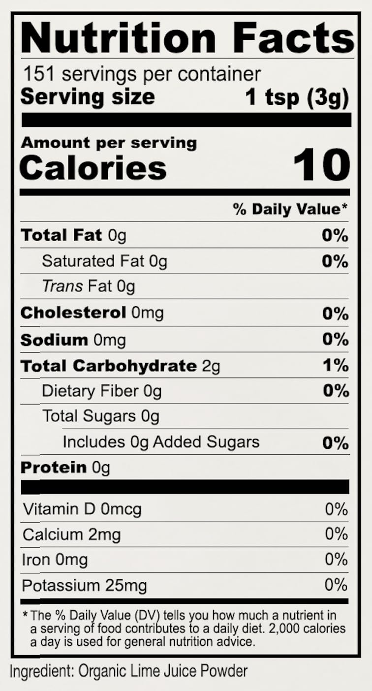 Anthony's Organic Lime Juice Powder, 1 lb, Freeze Dried, Unsweetened, Gluten Free, Non GMO