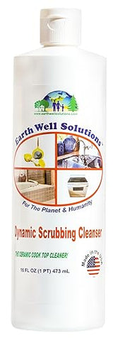 EARTH WELL SOLUTIONS - Dynamic Scrubbing Cleanser - Ceramic and Glass Cooktop Cleaner and Polish - Rinse Free Super Duty Cleaner Cream.