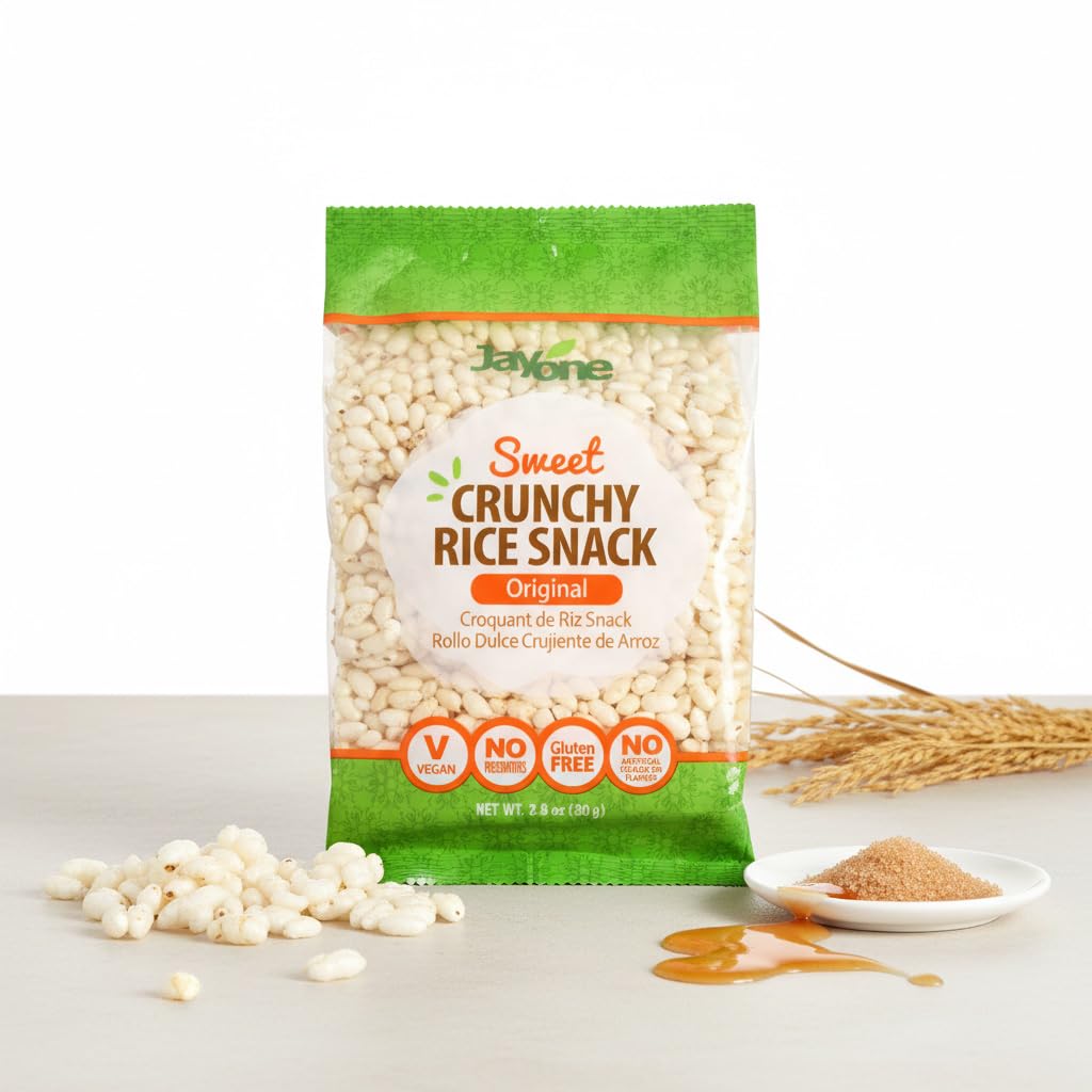 Jayone Crunchy Rice Cake Roll Snacks, Original Rice Cakes, Gluten Free, Vegan, Healthy Snacks for Adults and Kids, Simple Ingredients, No Artificial