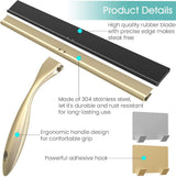 TopCharm Shower Squeegee for Doors & Windows, All-Purpose, Stainless Steel, 14 Inch, Golden