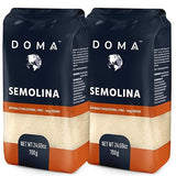 DOMA Semolina Flour 3.08lb (2x1.54lb) - Larger Granules Better Hold Sauces & Seasonings, Non-GMO, for Pizza, Pasta, Porridge, Bread, Pudding