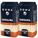 DOMA Semolina Flour 3.08lb (2x1.54lb) - Larger Granules Better Hold Sauces & Seasonings, Non-GMO, for Pizza, Pasta, Porridge, Bread, Pudding