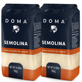 DOMA Semolina Flour 3.08lb (2x1.54lb) - Larger Granules Better Hold Sauces & Seasonings, Non-GMO, for Pizza, Pasta, Porridge, Bread, Pudding