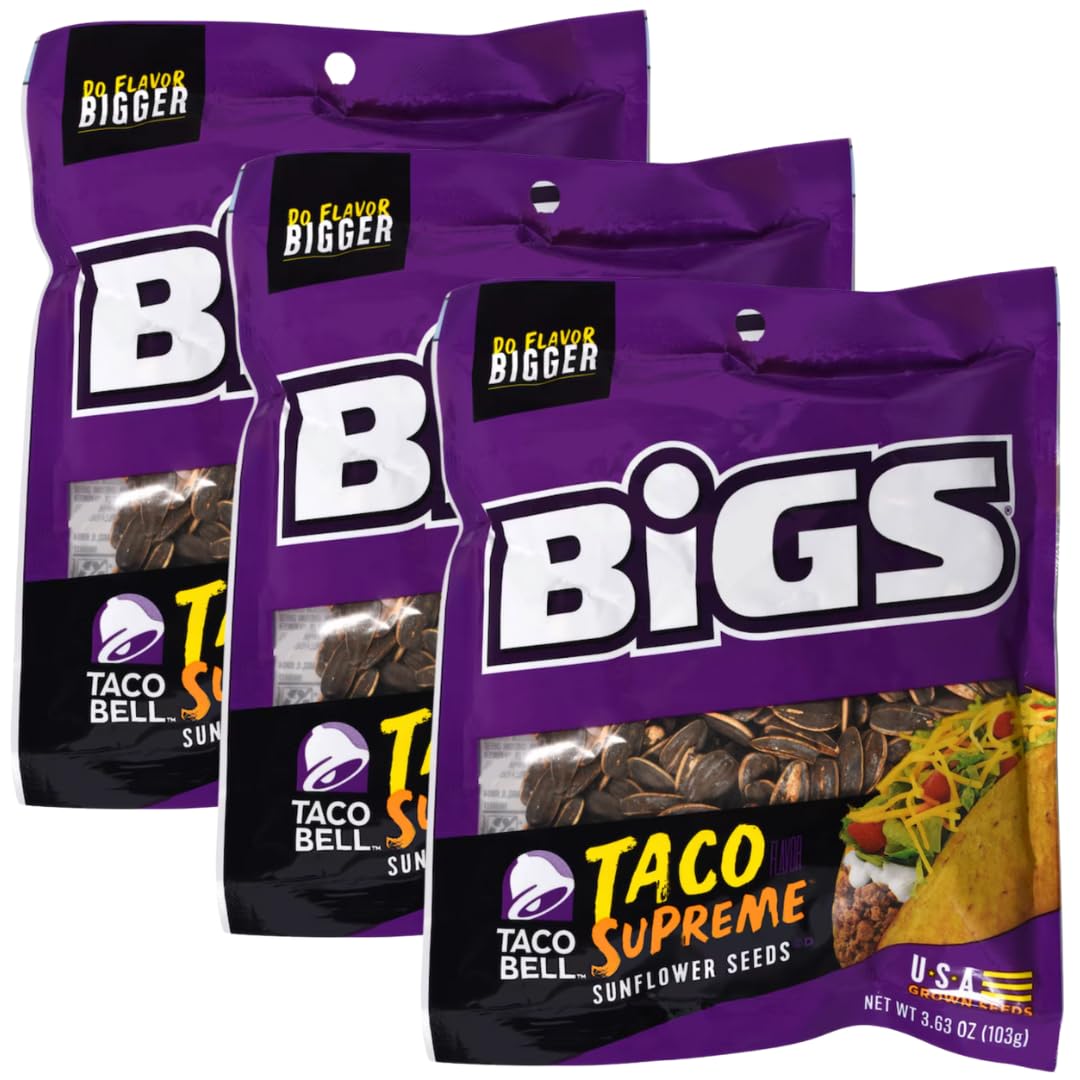 Taco Supreme Flavored Sunflower Seeds 3.63 oz Bag (Pack of 3)