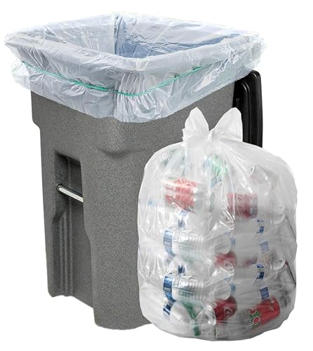 Aluf Plastics Heavy Duty 95 -96 Gallon Clear Trash Bags - (Pack of 32) 1.5 MIL - 61" x 68" Industrial Garbage Bags Premium Quality Can Liners