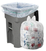 Aluf Plastics Heavy Duty 95 -96 Gallon Clear Trash Bags - (Pack of 32) 1.5 MIL - 61" x 68" Industrial Garbage Bags Premium Quality Can Liners