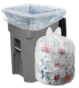 Aluf Plastics Heavy Duty 95 -96 Gallon Clear Trash Bags - (Pack of 32) 1.5 MIL - 61" x 68" Industrial Garbage Bags Premium Quality Can Liners