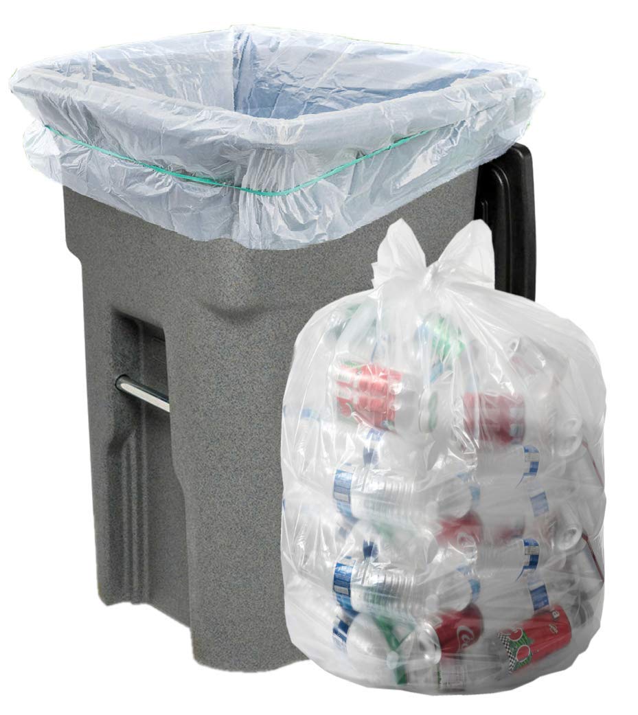 Aluf Plastics Heavy Duty 95 -96 Gallon Clear Trash Bags - (Pack of 32) 1.5 MIL - 61" x 68" Industrial Garbage Bags Premium Quality Can Liners