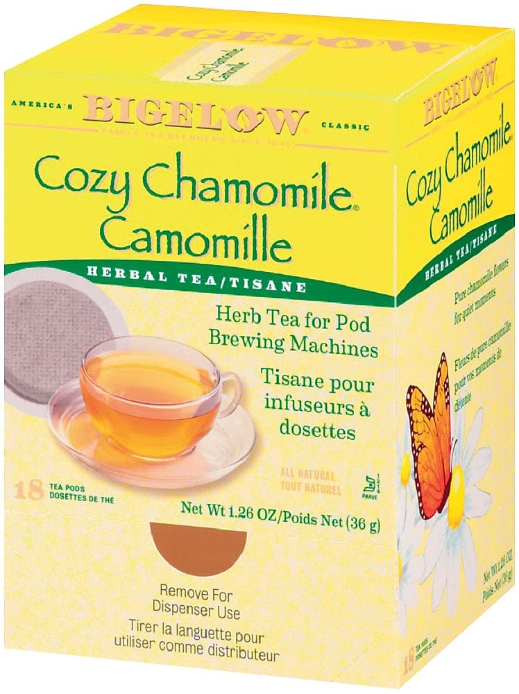 Bigelow 10906 Cozy Chamomile Herbal Tea Pods, 1.90 oz, 18/Box