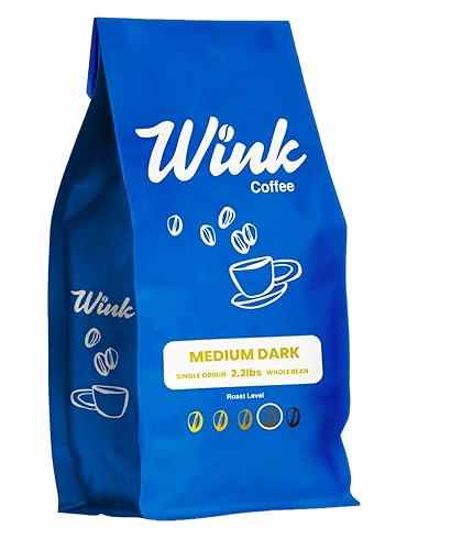 Wink Coffee Medium Dark Roast Espresso Whole Bean Coffee, 2.2 lb Bag, 100% Arabica Coffee Beans, Single Origin, Gourmet, Small-Batch, Smooth Rich