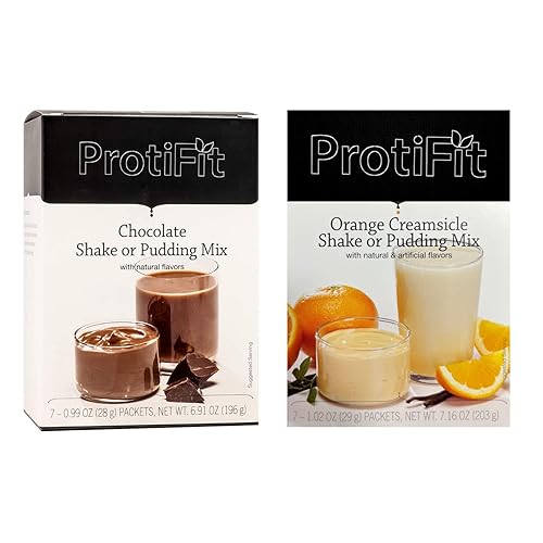 PROTIFIT - High Protein Chocolate & Orange Creamsicle Pudding & Shake Mix 2 Pack, 15g Protein, Low Calorie, Low Fat, Low Carb, Aspartame Free, Idea