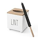 CHONIC Lint Bin for Laundry Room, Farmhouse Lint Box, Wooden Lint Holder with Lid, Lint Container for Laundry Room Decor, Dryer Lint Trash Can
