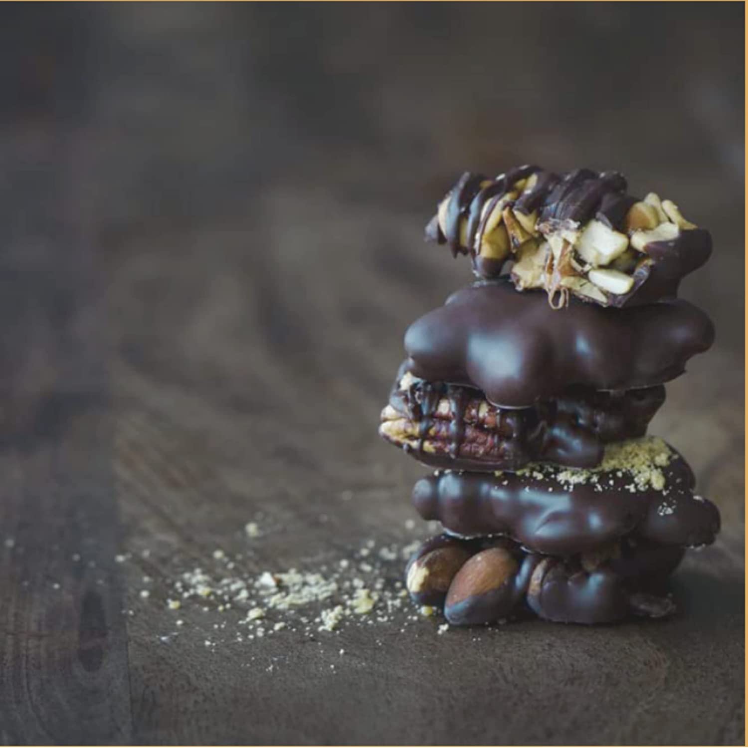 Nut Clusters Chocolates 2 Pack - Chocolate Nuts Gift Set, Kosher Dairy Free. Brooklyn Handcrafted, Caramel Drizzled Pecan, Roasted Almond, Brittle