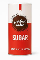 Perfect Taste Granulated Sugar - 20 oz Sugar Canister - Pure White Sugar for Coffee, Tea, Baking & Office Use - Easy-Pour Packaging