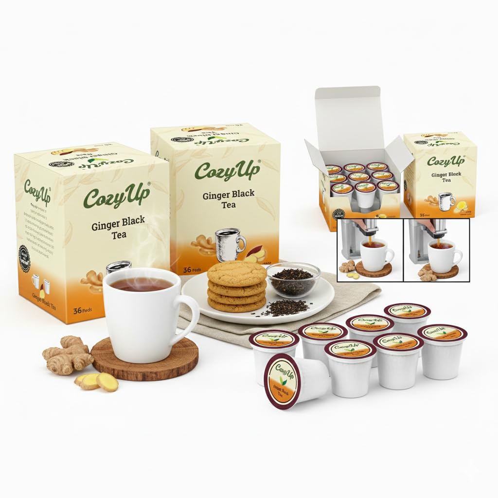 Cozy Up Ginger Black Tea K-Cup Pods, 36-Count, Compatible with Keurig Brewers