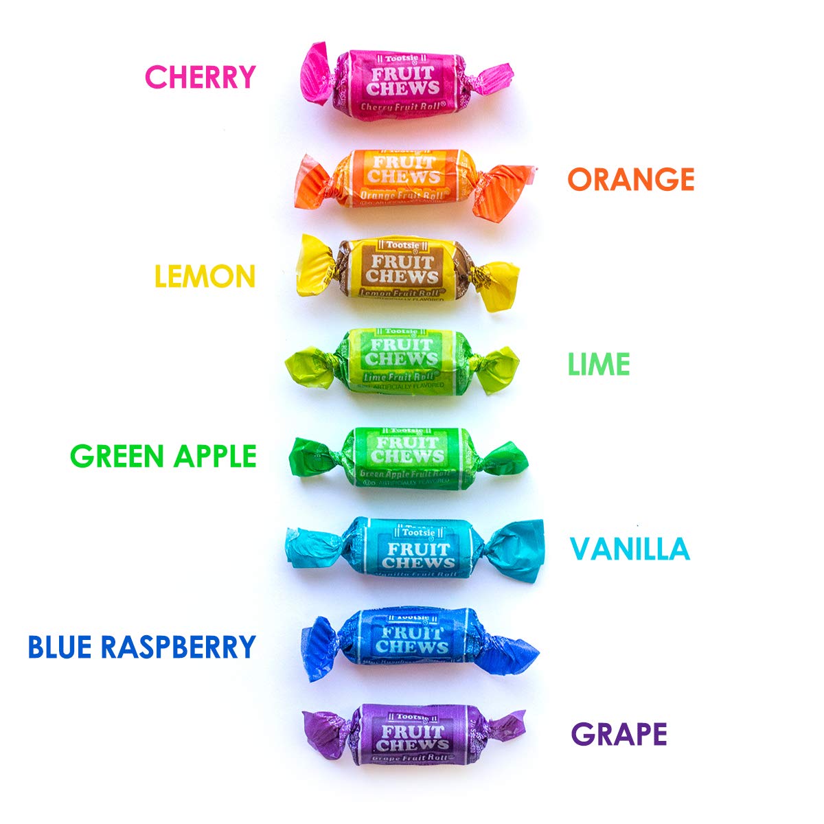 Tootsie Roll Fruit Chews Mega Mix 8 Flavors- 4 Pounds of Soft Fruity Rainbow Candy - 5 Classic Flavors Plus 3 BONUS Flavors - Peanut and Gluten Free